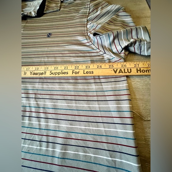 ⛳️ Izod Golf Polo Grey with Multi color stripes XXL ⛳️ - Picture 5 of 6